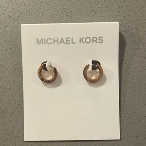 Michael Kors Rose Gold Hoop Earrings with Diamonds